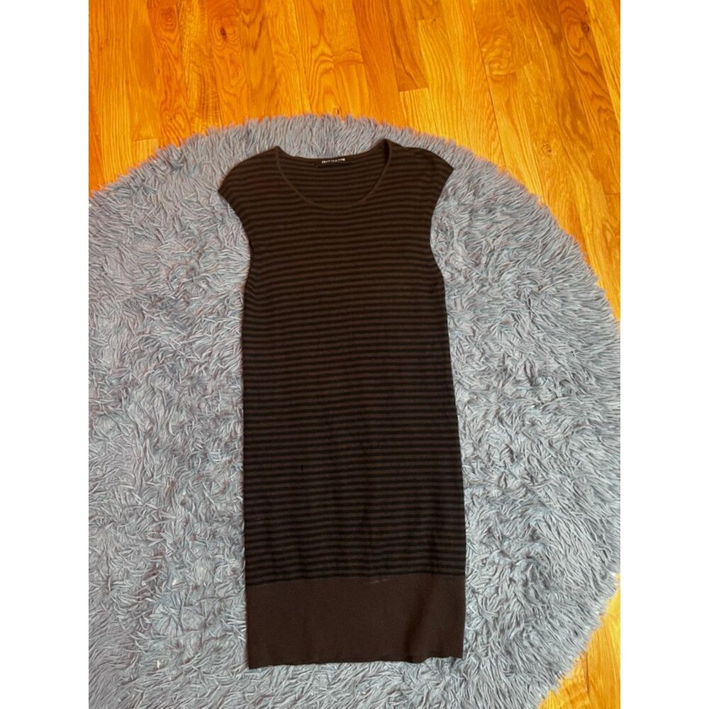Iris Von Armin Brown Black Striped 100% Cashmere Dress Size S